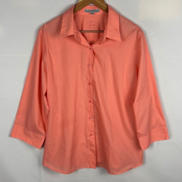 Foxcroft Womens No Iron Button Down Long Sleeve Shirt Sz 18 Office Business FLAW - Picture 1 of 13